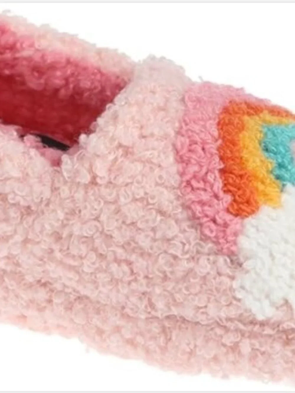 Kenzie Girl Toddler Girls Medium size 7/8 Rainbow Slippers Pink Sherpa Fuzzy New
